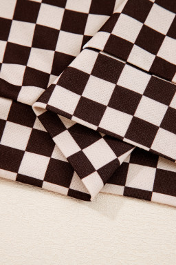 Black Athleisure Checkered Pullover and Jogger Pants Set