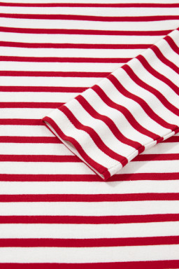 Red Striped Ruffle Shoulder Long Sleeve Top