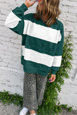 Evergreen Colorblock Drop Shoulder Baggy Sweatshirt