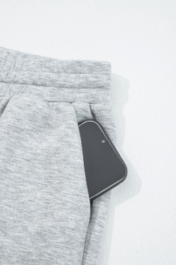 Light Grey Zip Collar Long Sleeve Top Drawstring Pants Set