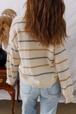 Multicolour Striped Drop Shoulder Plus Size Sweater