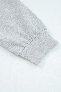 Light Grey Zip Collar Long Sleeve Top Drawstring Pants Set