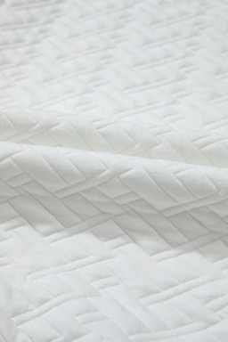 White Textured Pocketed Collared V Neck Pullover Sweatshirt