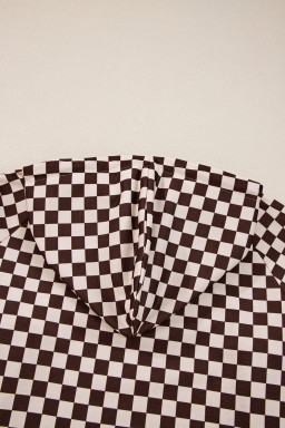 Black Athleisure Checkered Pullover and Jogger Pants Set