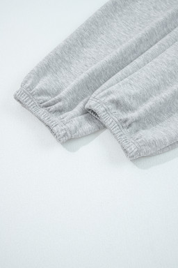 Light Grey Zip Collar Long Sleeve Top Drawstring Pants Set