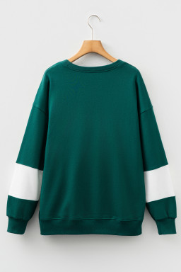 Evergreen Colorblock Drop Shoulder Baggy Sweatshirt