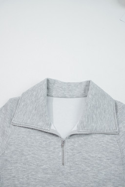 Light Grey Zip Collar Long Sleeve Top Drawstring Pants Set