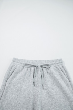 Light Grey Zip Collar Long Sleeve Top Drawstring Pants Set