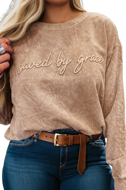 DUNE saved by grace Embroidered Mineral Wash Plus Size Sweatshirt