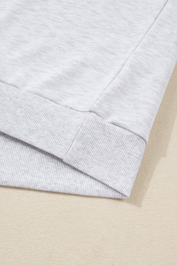 Light Grey Girly Bow Embroidered Pullover Loose Shorts Plus Size Outfit