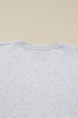 Light Grey Girly Bow Embroidered Pullover Loose Shorts Plus Size Outfit