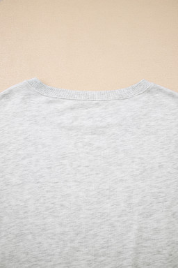 Light Grey Faded Varsity Print Loose Pullover Top