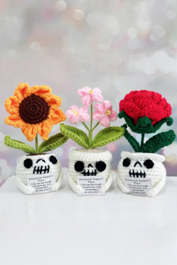 Orange Emotional Support Crochet Sunflower Halloween Pot