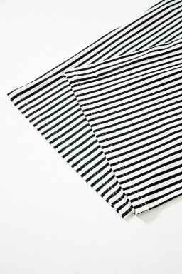Black Striped Frill Knot Waist Decor Pants