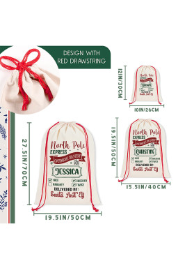 White North Pole Express Drawstring Christmas Gift Bag