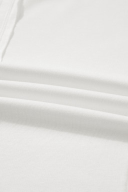 White Plus Size Exposed Seam Detail Contrast Dot Floral Patchwork Sleeve Sweatshirt