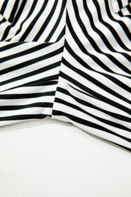 Black Striped Frill Knot Waist Decor Pants