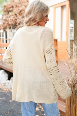 Smoke Gray Solid Color Hollow Knit Cardigan
