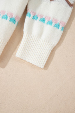 White Christmas Tree Wavy Striped Drop Sleeve Sweater