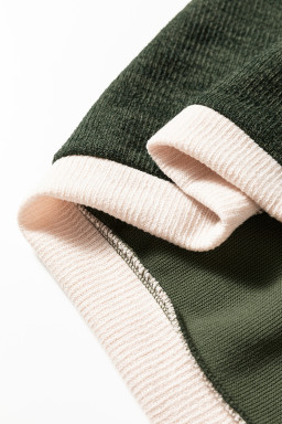 Four Leaf Clover Contrast Color Trim Knit Drop Shoulder Loose Top