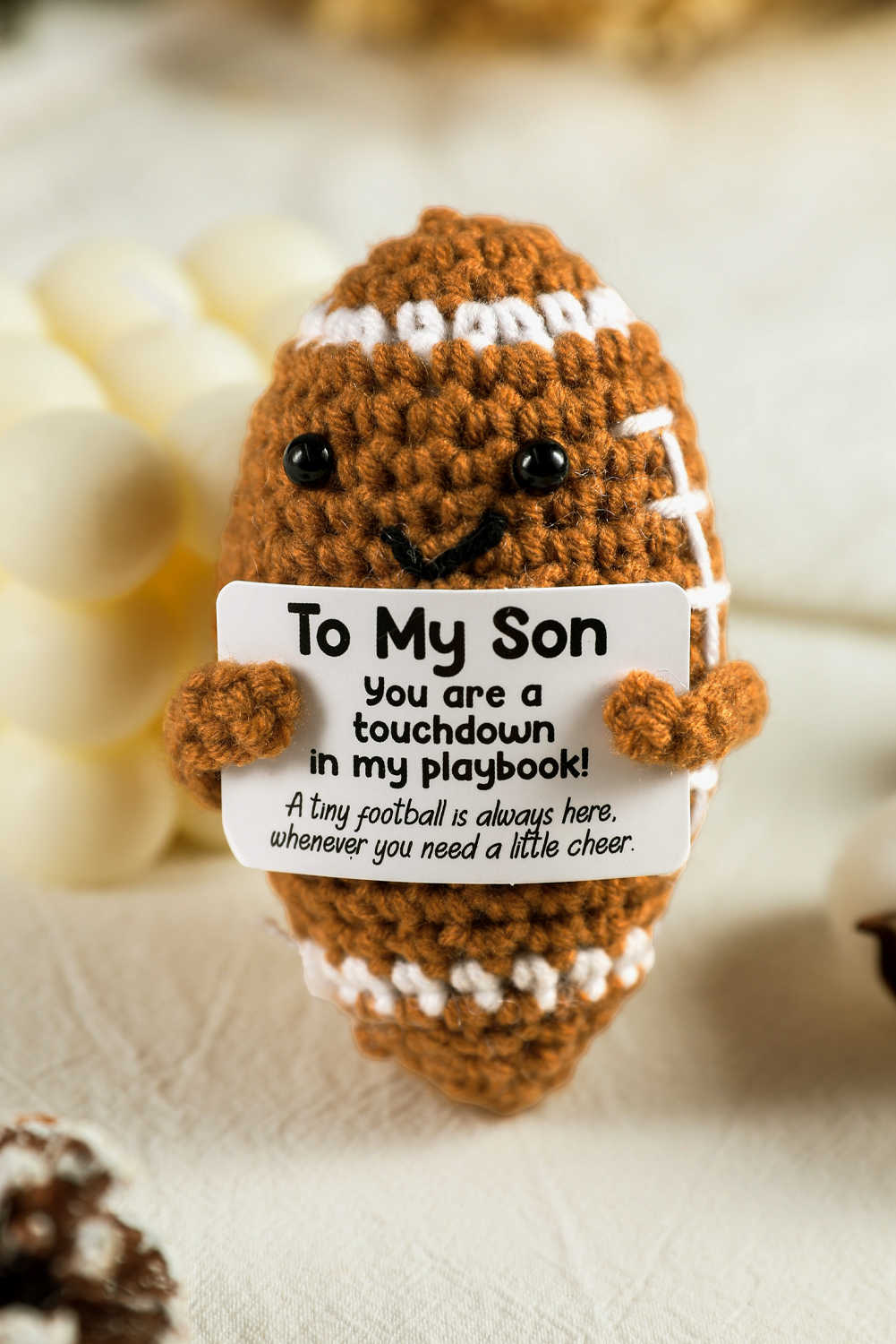 Cinnamon To My Son Crochet Football Gift Home Decoration