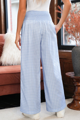 Myosotis Gingham Smocked High Waist Loose Pants