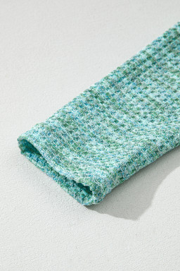 Moonlight Jade Button Long Sleeve V Neck Waffle Shirt