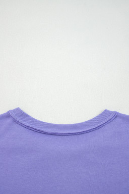 Wisteria Flower Applique Patchwork Drop Sleeve Pullover Sweatshirt