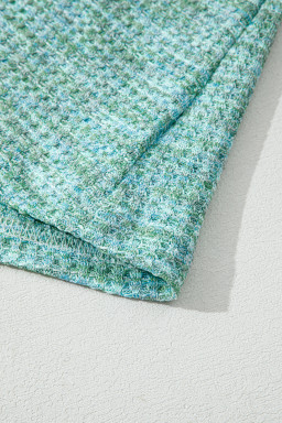 Moonlight Jade Button Long Sleeve V Neck Waffle Shirt