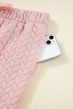 Delicacy Braided Texture Ruffle Hem Top Drawstring Loose Pants Set