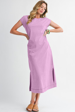 Wisteria Mineral Wash Pocketed T-shirt Dress