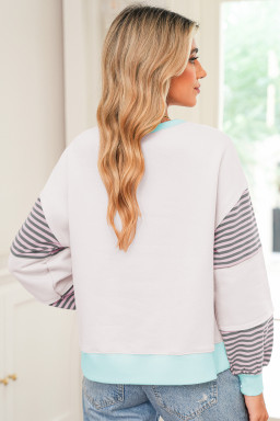 Delicacy Colorblock Patchwork Striped Sleeve Sweatshirt