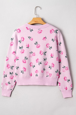 Delicacy Sweet Floral Print Drop Shoulder Cropped Sweater