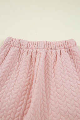 Delicacy Braided Texture Ruffle Hem Top Drawstring Loose Pants Set