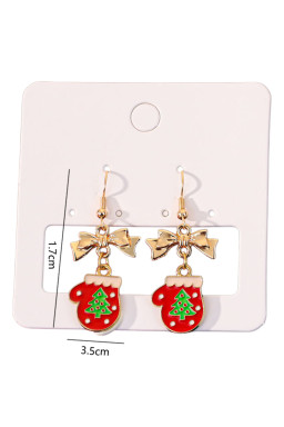 Gold Bow & Glove Christmas Dangle Earring