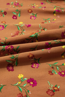 Brown Plus Size Floral Split V Neck Ruffled Sleeve Tiered Maxi Dress