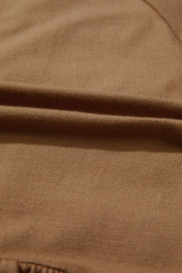 Cinnamon Smocked Bust Buttoned Split V Neck Flowy Blouse