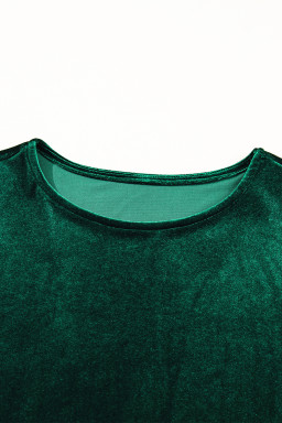 Evergreen Sequin Puff Sleeve High Waist Tiered Velvet Mini Dress