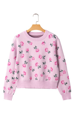 Delicacy Sweet Floral Print Drop Shoulder Cropped Sweater