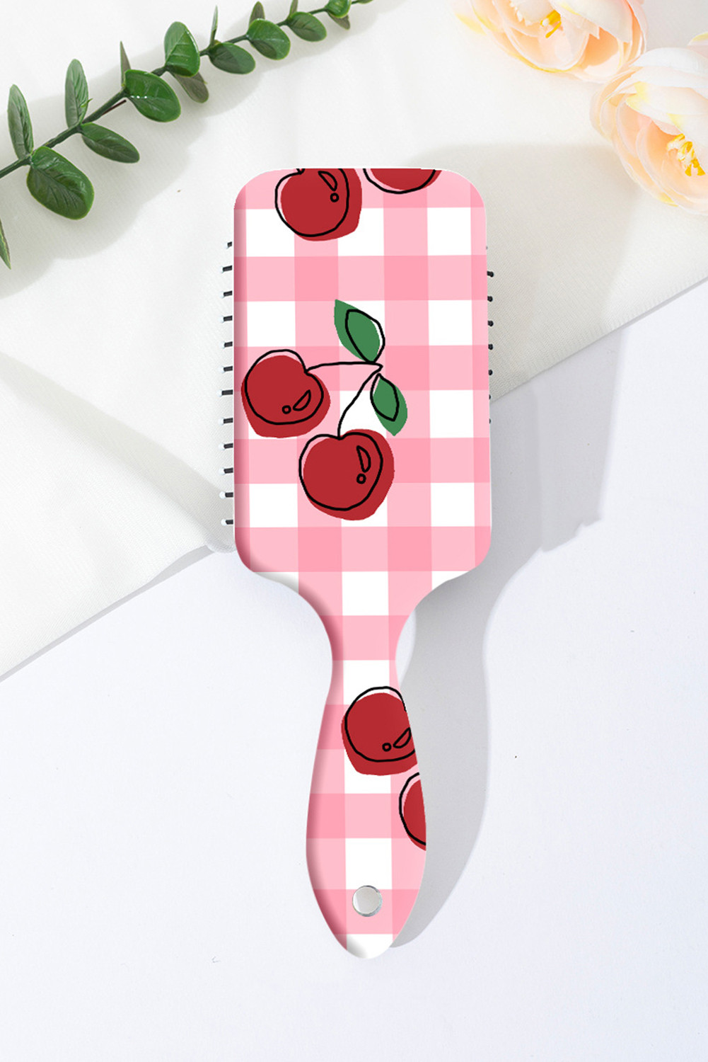 Pink Cute Cherry Plaid Air Cushion Comb