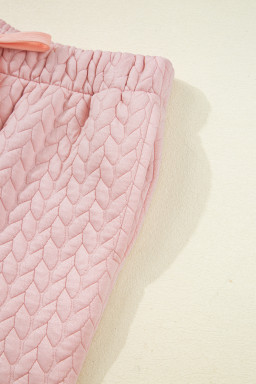 Delicacy Braided Texture Ruffle Hem Top Drawstring Loose Pants Set