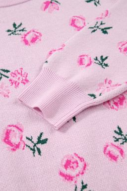 Delicacy Sweet Floral Print Drop Shoulder Cropped Sweater