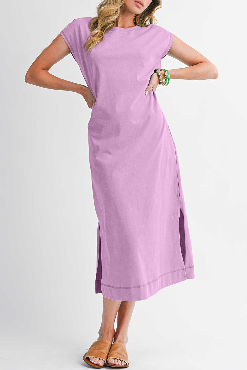 Wisteria Mineral Wash Pocketed T-shirt Dress