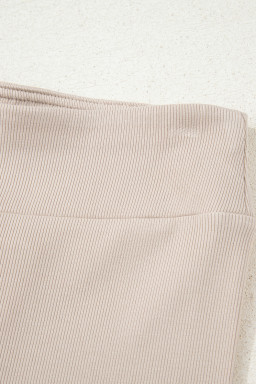 Jet Stream Solid Color Oversize Slit Sweatshirt Ribbed Leggings Set