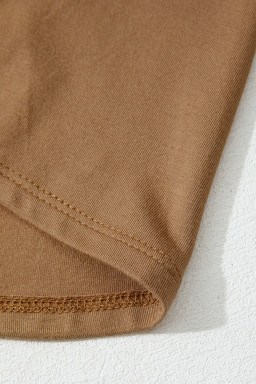 Cinnamon Smocked Bust Buttoned Split V Neck Flowy Blouse