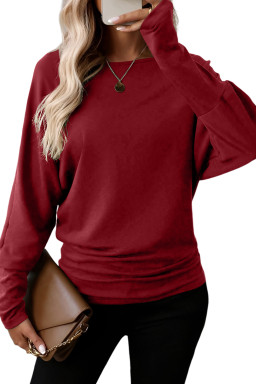 Red Dahlia Solid Color Round Neck Dolman Sleeve Top