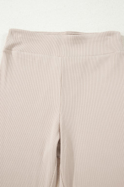 Jet Stream Solid Color Oversize Slit Sweatshirt Ribbed Leggings Set