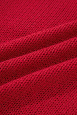 Fiery Red MERRY Pattern Colorblock Edge Drop Shoulder Cozy Sweater