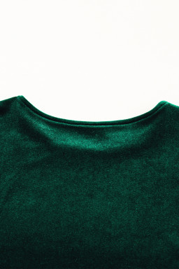 Evergreen Sequin Puff Sleeve High Waist Tiered Velvet Mini Dress