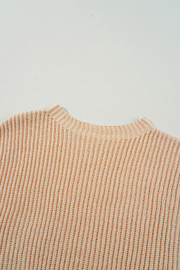 Apricot Plain Side Slits Oversized Sweater